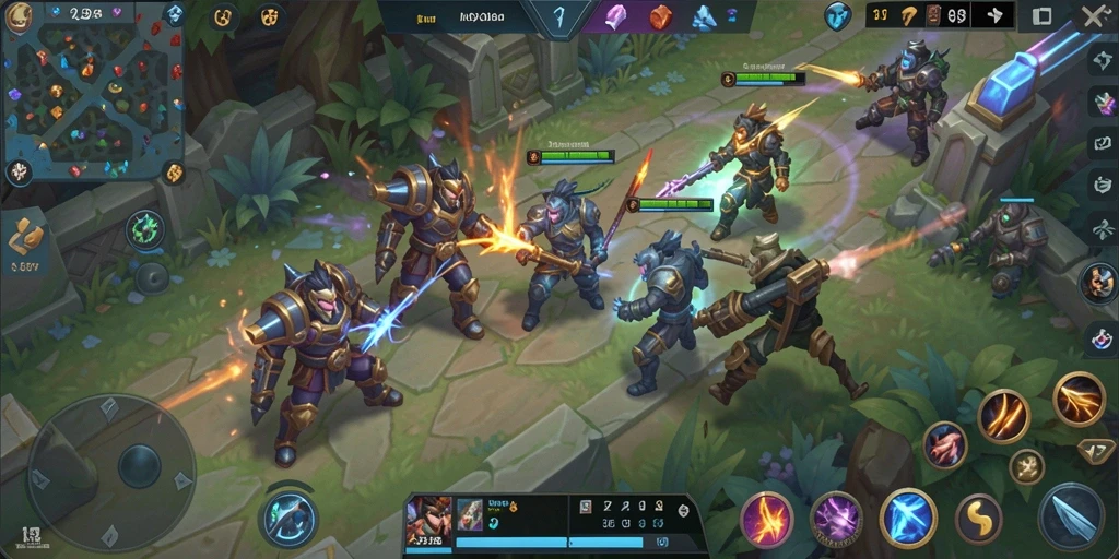 Screenshot gameplay MOBA penuh aksi dari 8II.