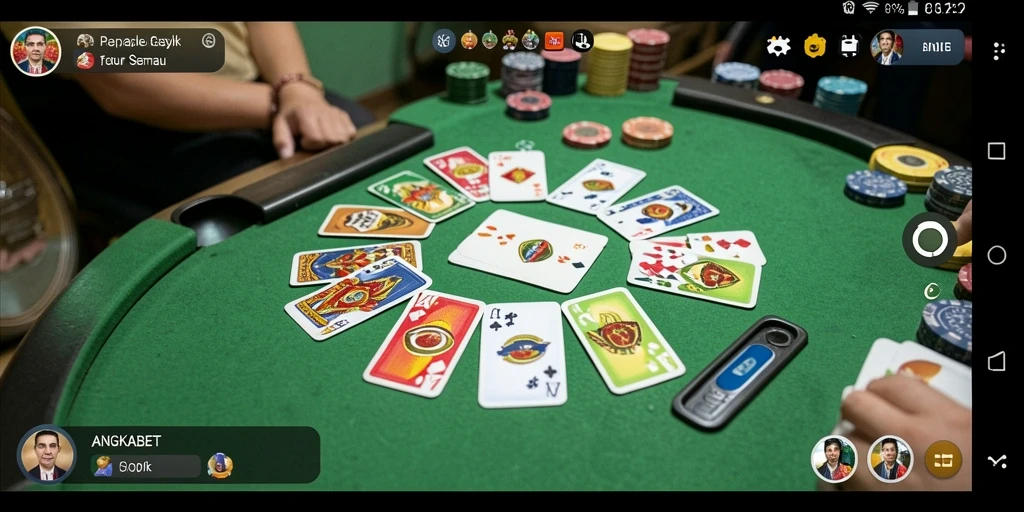 Screenshot gameplay seru ANGKABET dengan pemain yang bersaing dalam Gaple.