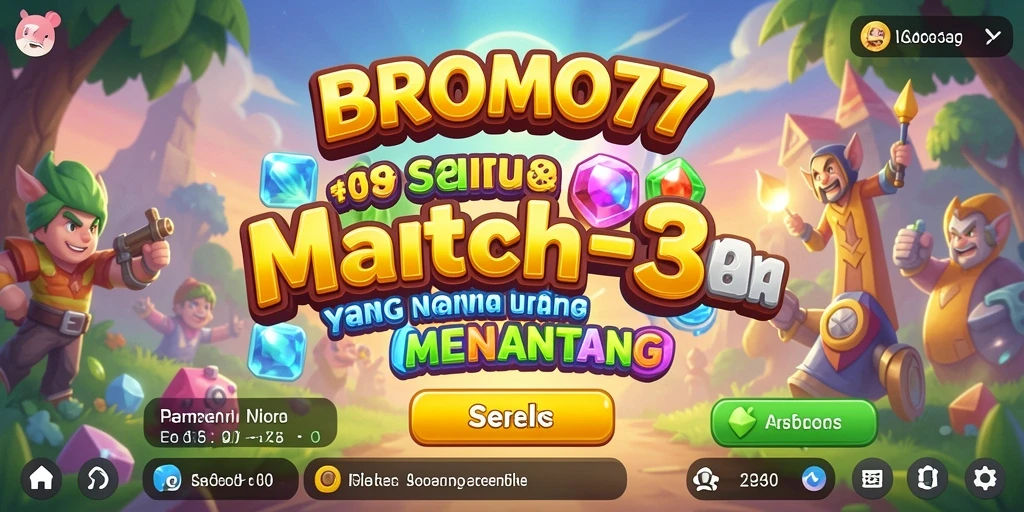 Screenshot permainan BROMO77 dengan gameplay Match-3 yang menarik.
