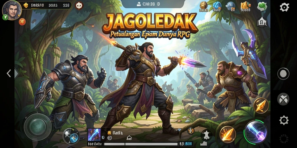 Tampilan epik dari pertempuran dalam JAGOLEDAK dengan karakter yang kuat.