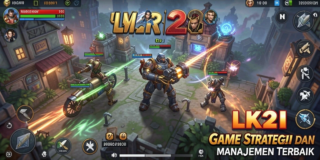 Screenshot menunjukkan dinamika pertempuran yang intens dan strategi dalam LK21.