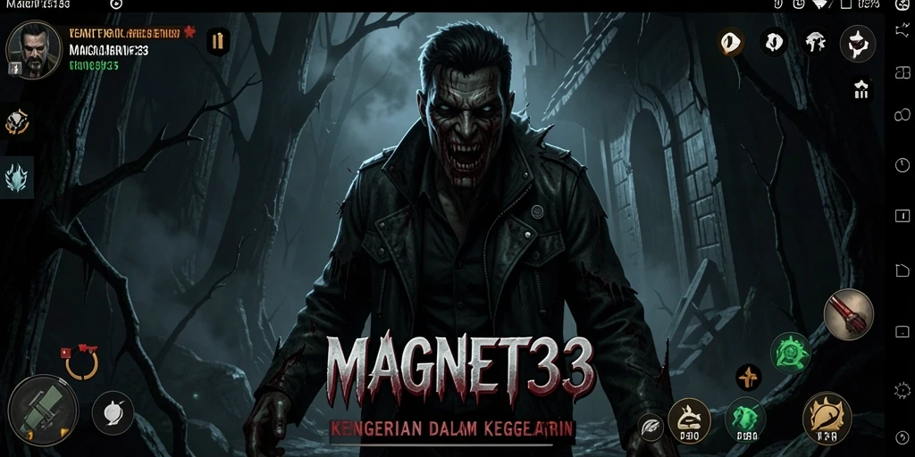 Screenshot gameplay MAGNET33 menampilkan atmosfer horror yang menegangkan.