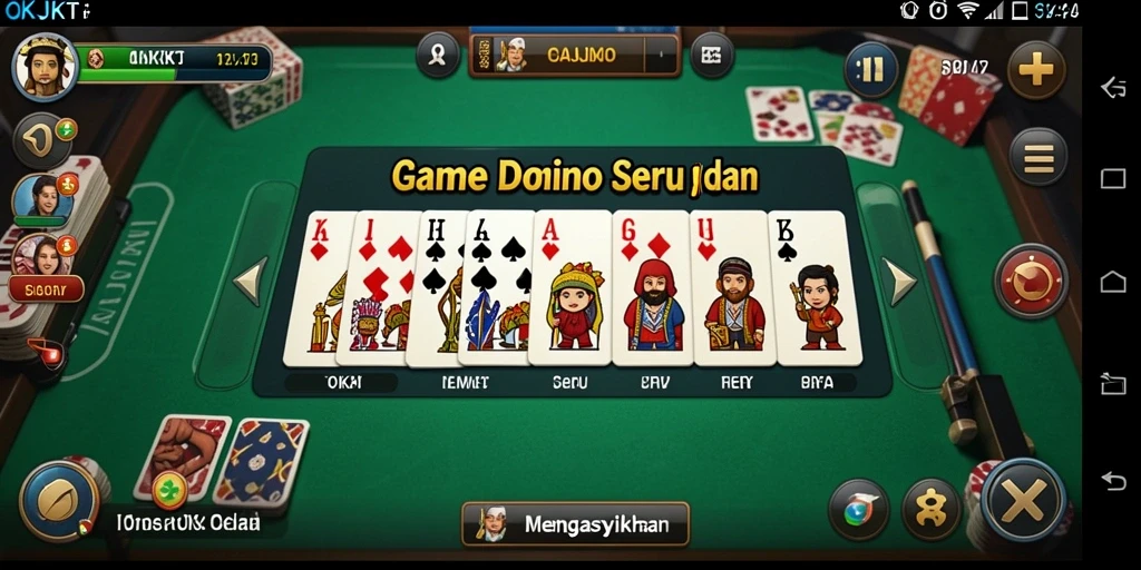 Tampilan gameplay seru dari OKJKT yang menyajikan permainan Domino.