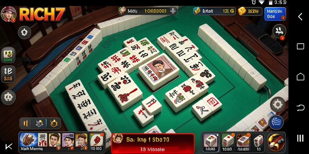 Tampilan gameplay menarik dari RICH7 dengan elemen Mahjong yang menawan.