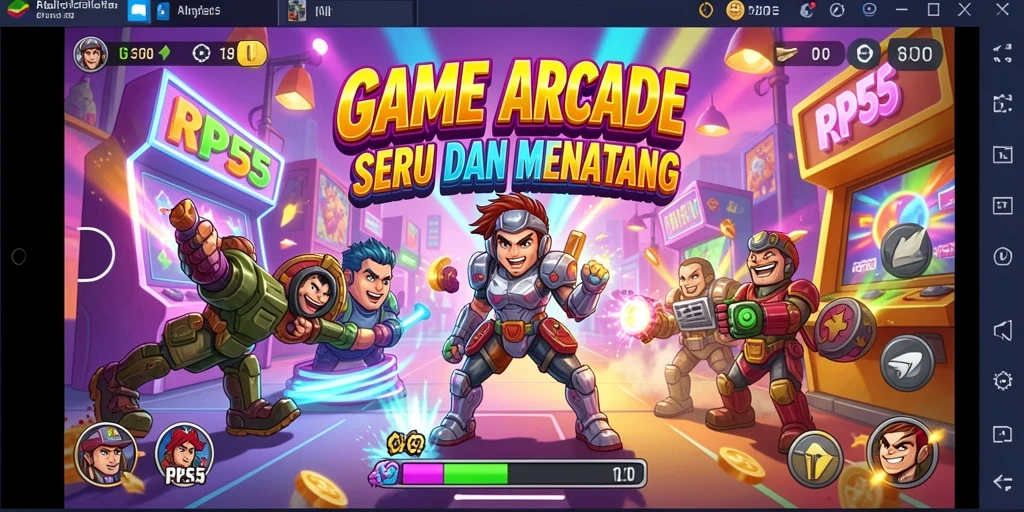 Screenshot utama RP55 menampilkan seru dan asyiknya gameplay Arcade.