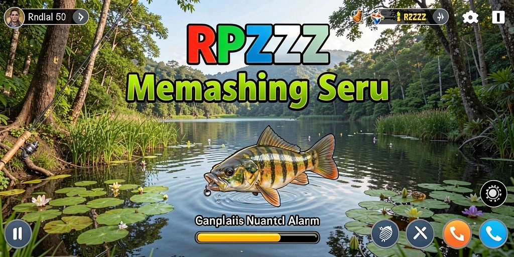 Gameplay RPZZZ yang memikat saat memancing di danau.