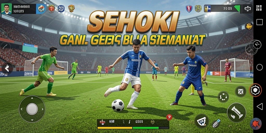 Gameplay seru SEHOKI dengan aksi sepak bola yang mendebarkan.