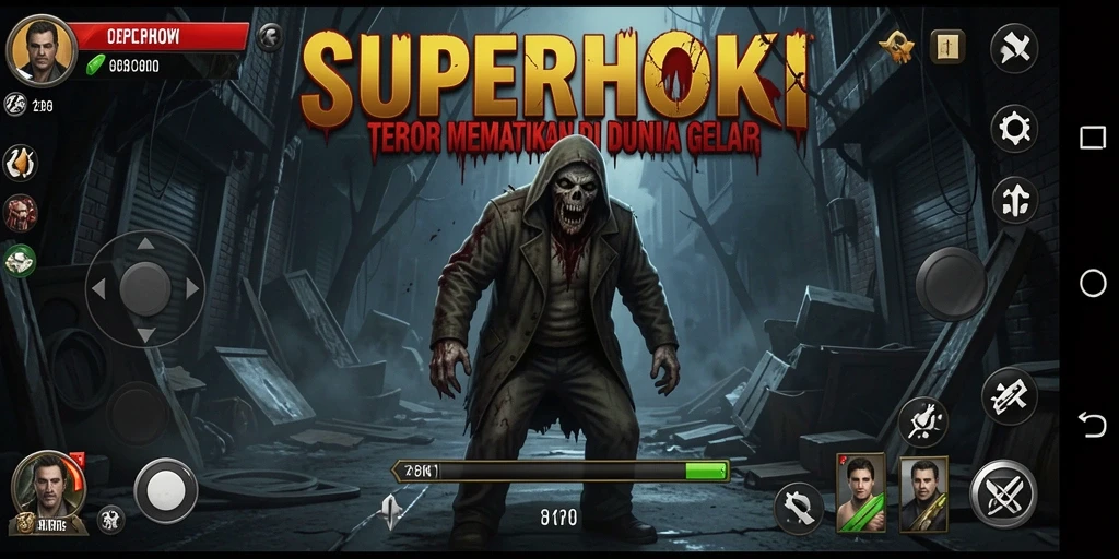 Tangkapan layar SUPERHOKI menampilkan suasana gameplay horror yang mencekam.