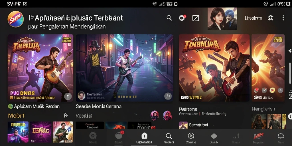 Tampilan utama <strong>SVIP1</strong> dengan berbagai pilihan lagu dan fitur menarik.