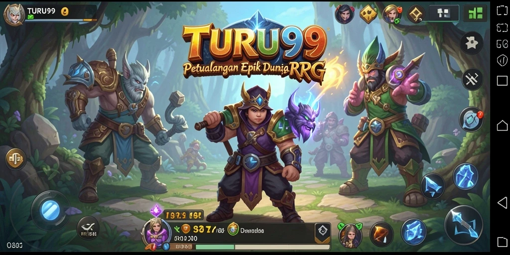 Tangkapan layar TURU99 menampilkan aksi seru dalam pertarungan RPG.